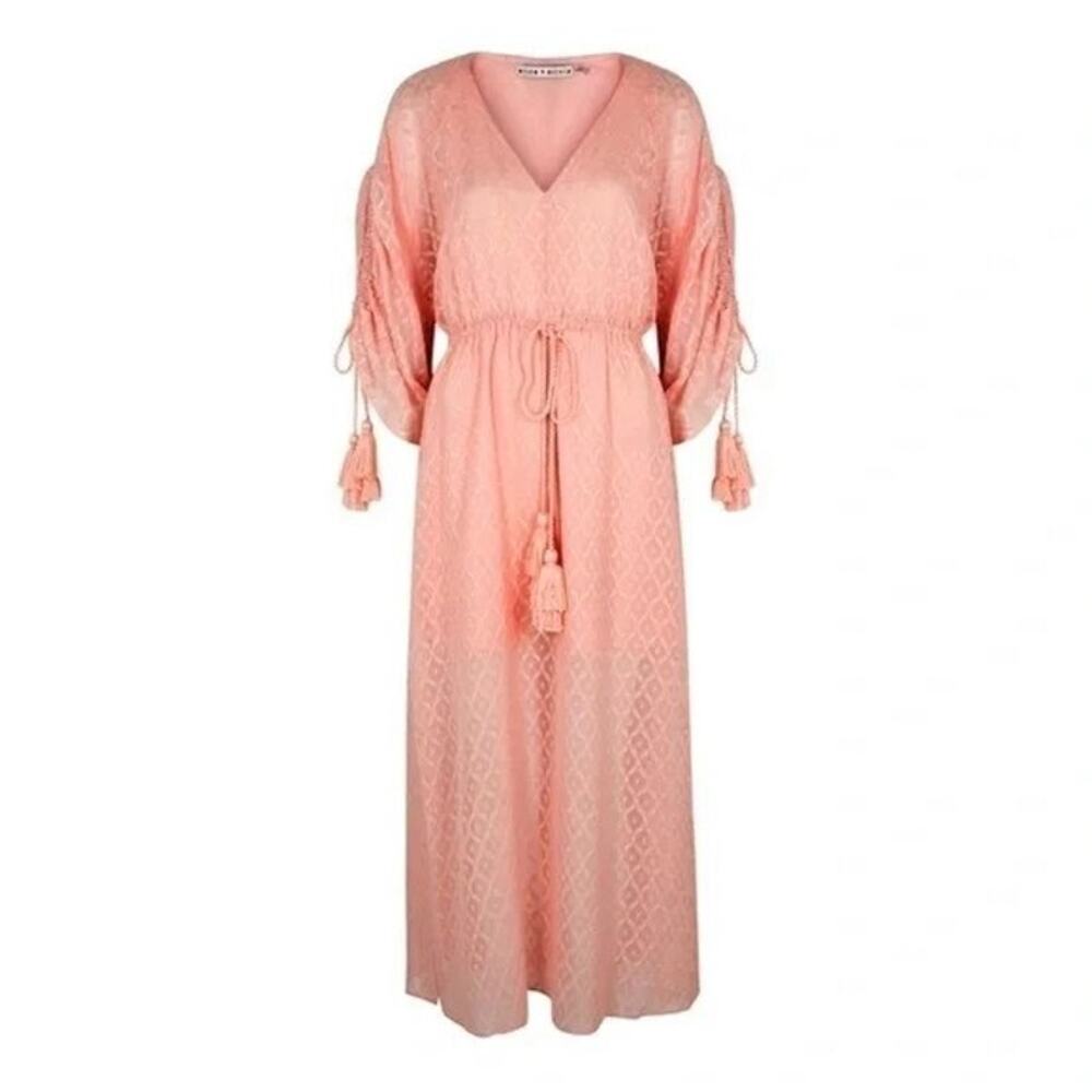 (70% OFF) Nwt Alice & Olivia Esmeralda Silk Blend Side Slit Midi Dress Medium - Picture 2 of 7